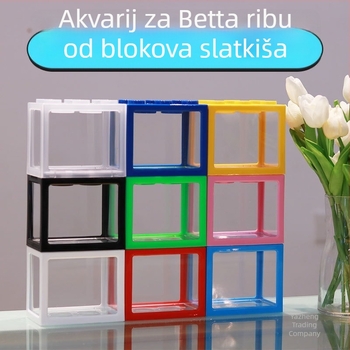 Akrilni akvarij za Betta ribe, mini krajolik u bočici