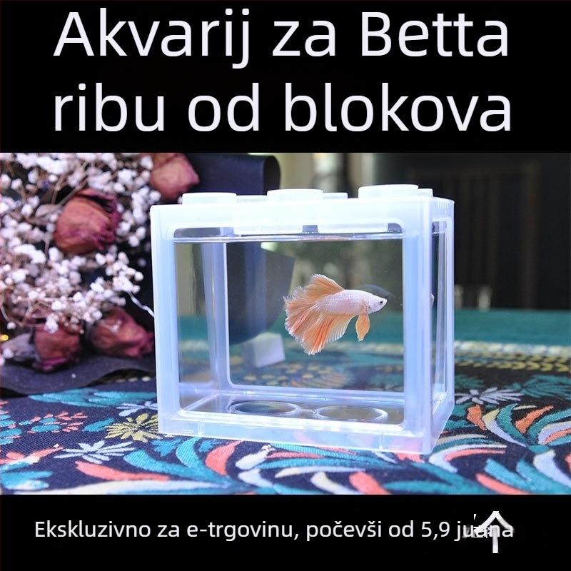 Akrilni akvarij za Betta ribe, mini krajolik u bočici