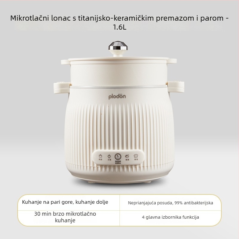 Puliton Dječji električni lonac s titanij-keramičkim premazom za parenje i bebinu hranu, višenamjenski kuhalo za rižu