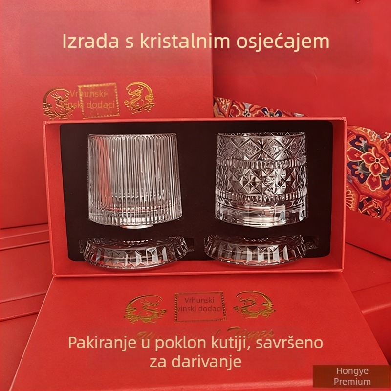 Rotirajuća kristalna čaša za whisky – premium lagani luksuz, čaša s dizajnom za ublažavanje stresa