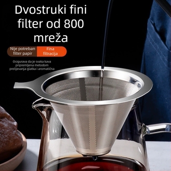 Set za kavu od nehrđajućeg čelika za pour-over, bez papirnoga filtera, ultrafina mrežasti filter