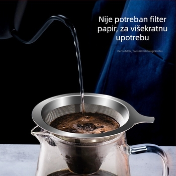 Set za kavu od nehrđajućeg čelika za pour-over, bez papirnoga filtera, ultrafina mrežasti filter