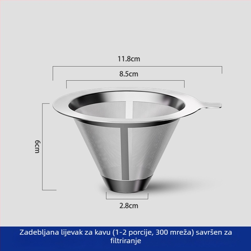 Set za kavu od nehrđajućeg čelika za pour-over, bez papirnoga filtera, ultrafina mrežasti filter