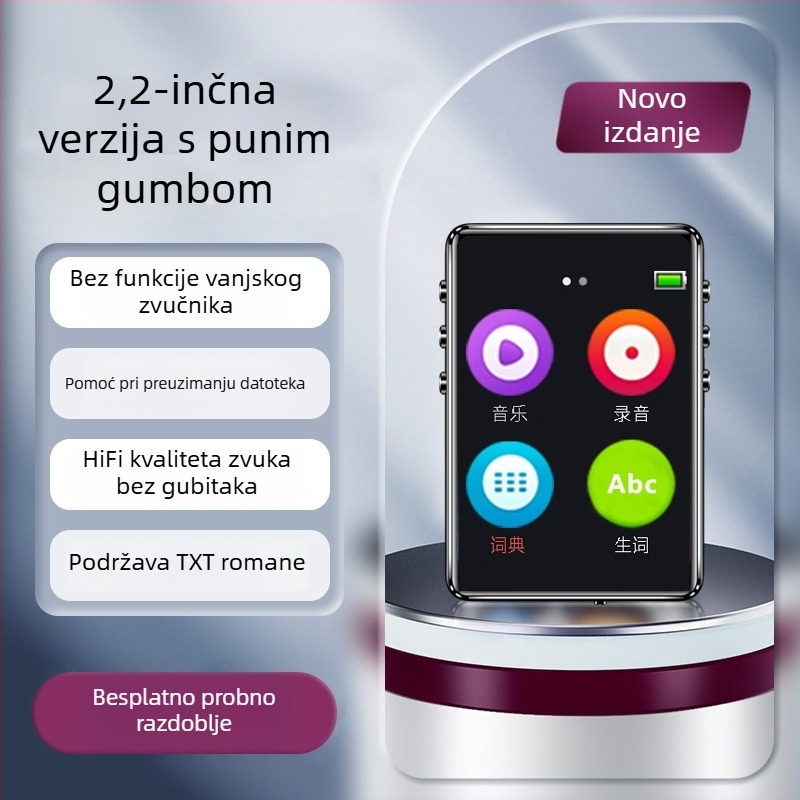 Bluetooth MP3 player s čitačem elektroničkih knjiga i čitanjem romana, 3,0-inčni MP4 prijenosni multimedijski uređaj za učenike