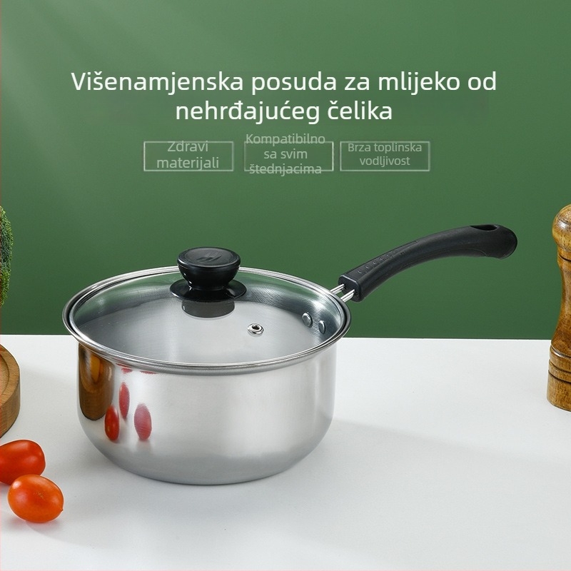 Posuda od nehrđajućeg čelika za mlijeko za dojenčju prehranu, mala, neprijanjajuća, kućna upotreba, pogodna za indukcijski i plinski štednjak