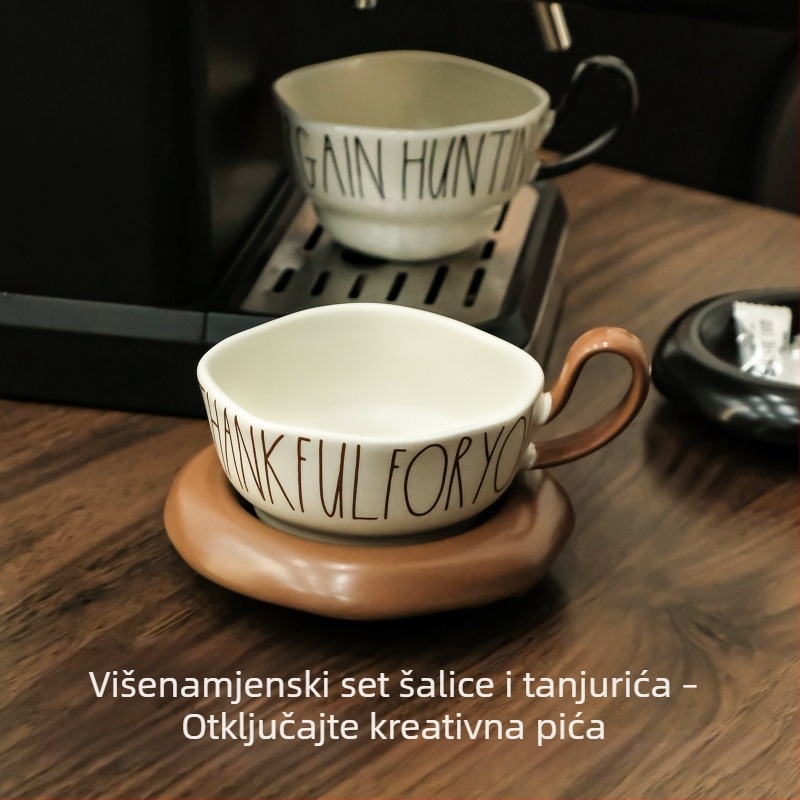 Kreativni keramički set šalica za kavu s drškama, nordijskog stila, set šalica i podmetača
