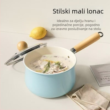 Keramički neprianjajući tiganj za mlijeko s plosnim dnom, za dječju hranu i kašu, kompatibilan s plinskim i indukcijskim pločama