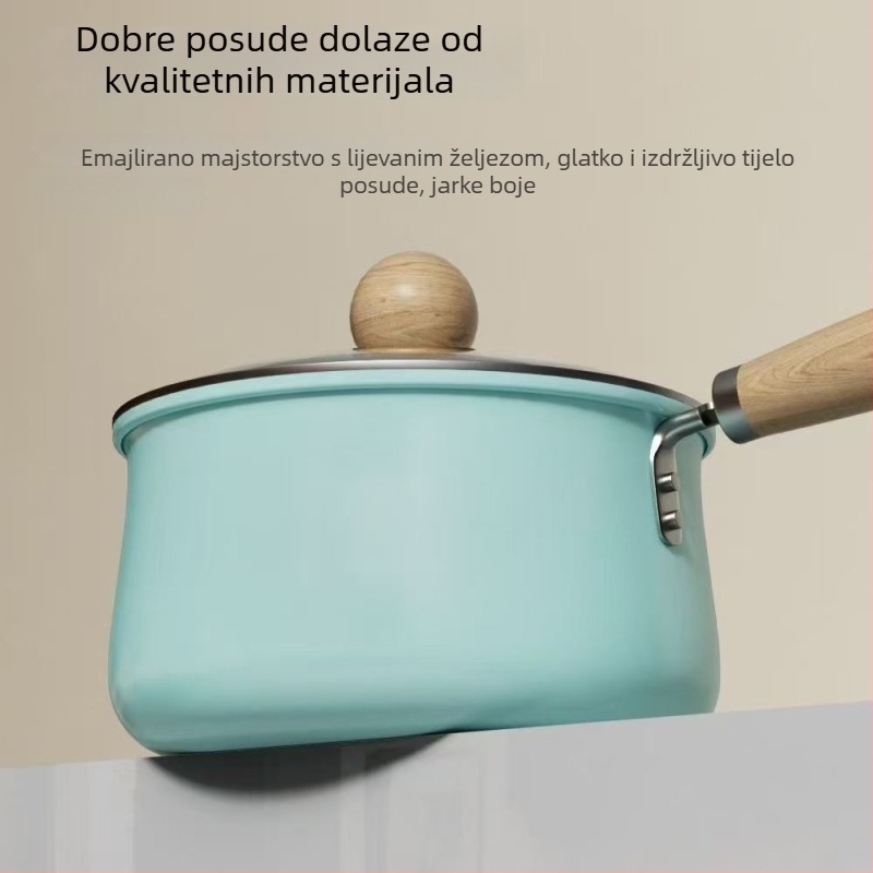 Keramički neprianjajući tiganj za mlijeko s plosnim dnom, za dječju hranu i kašu, kompatibilan s plinskim i indukcijskim pločama