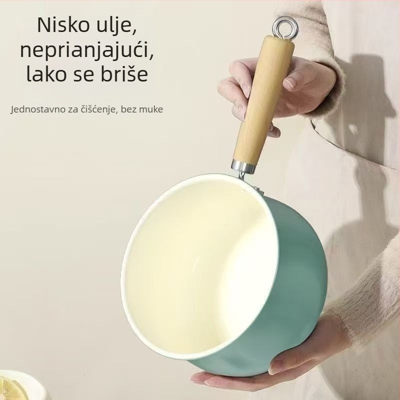 Keramički neprianjajući tiganj za mlijeko s plosnim dnom, za dječju hranu i kašu, kompatibilan s plinskim i indukcijskim pločama