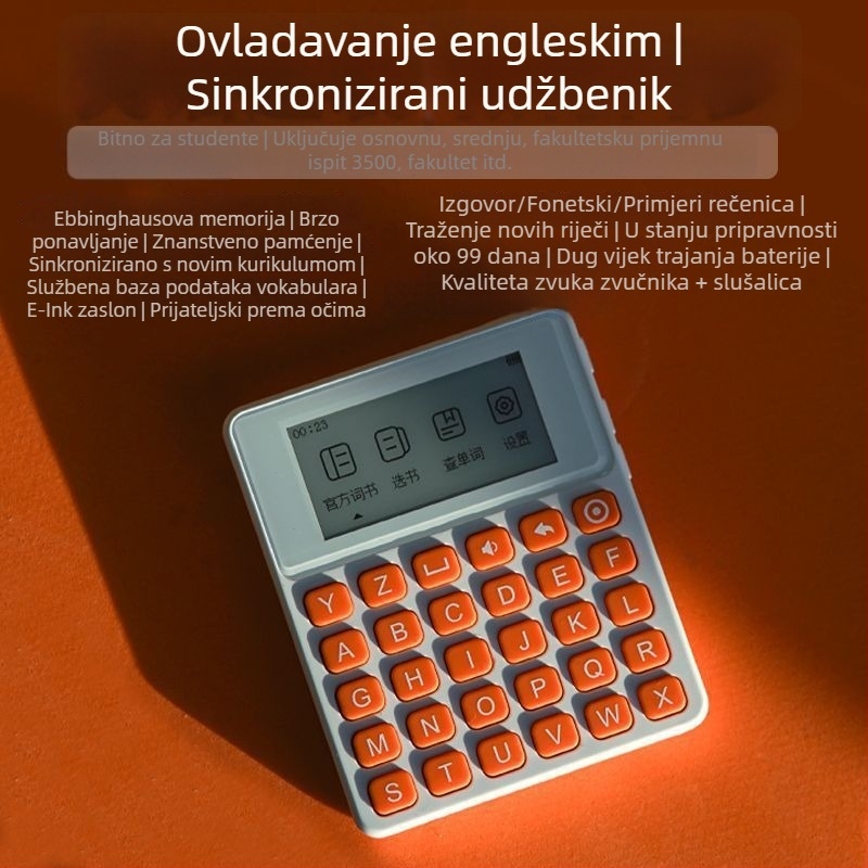 Engleski rječnik za učenje s 3500 riječi, pravi glas, uređaj za čitanje s e‑ink zaslonom za osnovnu i srednju školu