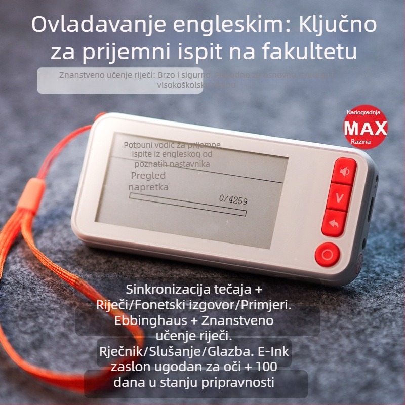 Engleski rječnik za učenje s 3500 riječi, pravi glas, uređaj za čitanje s e‑ink zaslonom za osnovnu i srednju školu