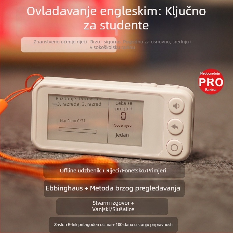 Engleski rječnik za učenje s 3500 riječi, pravi glas, uređaj za čitanje s e‑ink zaslonom za osnovnu i srednju školu