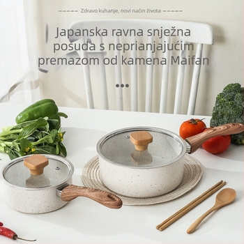 Wok u japanskom stilu s Maifan kamenom, nepremazan; posuda za mlijeko i dvostruka namjena za rezance