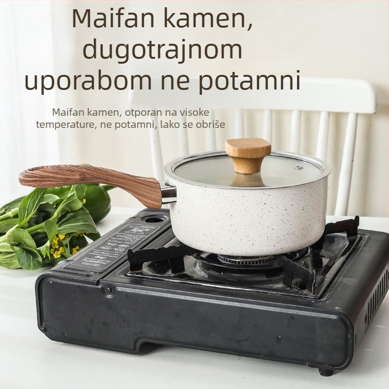 Wok u japanskom stilu s Maifan kamenom, nepremazan; posuda za mlijeko i dvostruka namjena za rezance