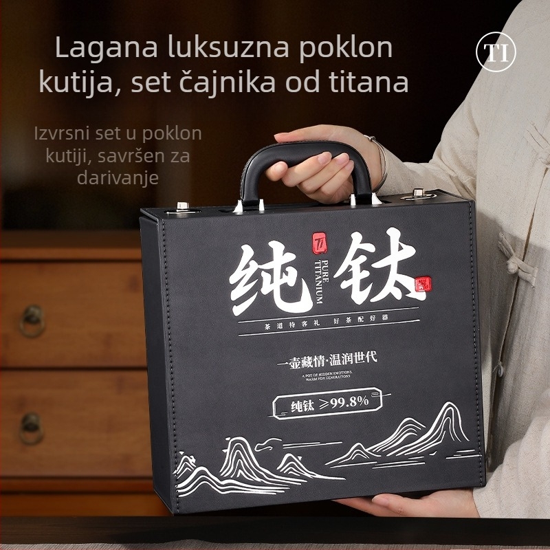 Set čaja od čistog titana, luksuzna poklon kutija, čajnik i šalice, prenosni set za pripremu čaja kod kuće