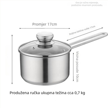 Nerđajući čelik lonac za mlijeko s debelim dnom, otporan na prianjanje, kompatibilan s indukcijom, za bebinu hranu, s jednom ručkom