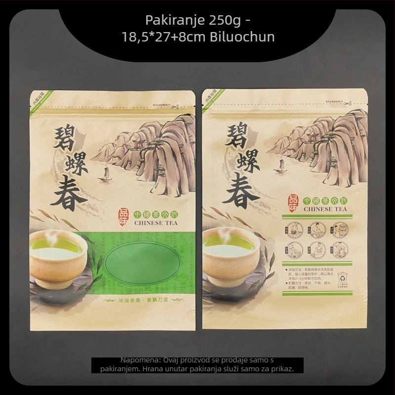 250 g kraft papirnata vrećica za čaj sa samouzavarom – planinski zeleni čaj, crni čaj, Dragon Well i Bi Luo Chun