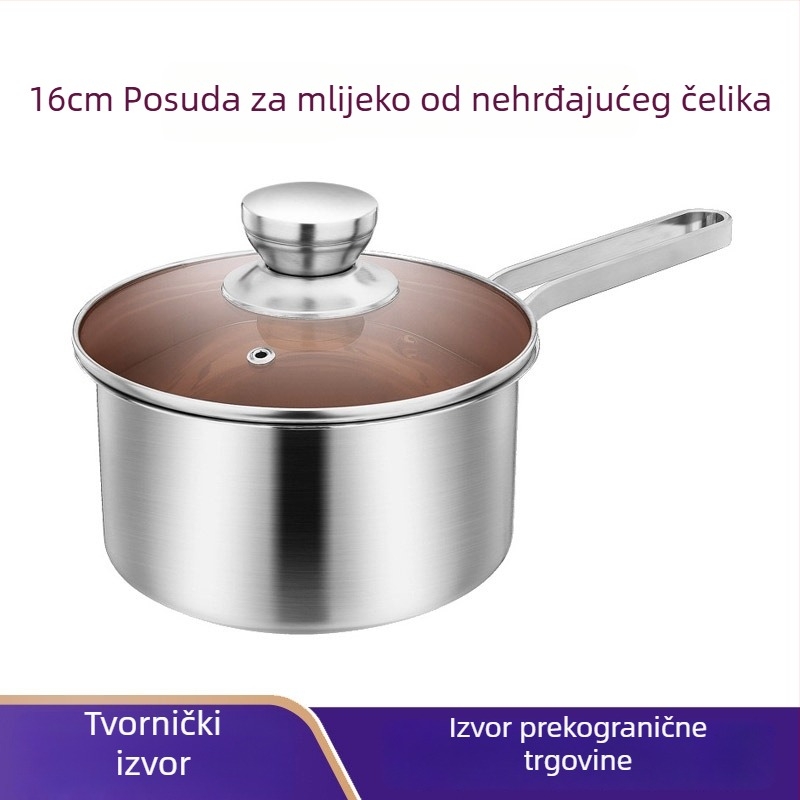 Lonac od nehrđajućeg čelika za mlijeko s jednom ručkom i set lonaca za juhu – praktičan kuhinjski set