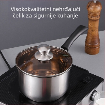 Dante Mei Nehrđajući čelik mliječna posuda s jednom ručkom, 18 cm, indukcijom kompatibilna, za grijanje mlijeka