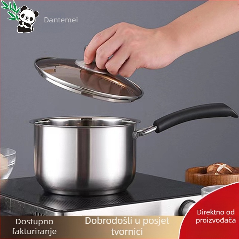 Dante Mei Nehrđajući čelik mliječna posuda s jednom ručkom, 18 cm, indukcijom kompatibilna, za grijanje mlijeka
