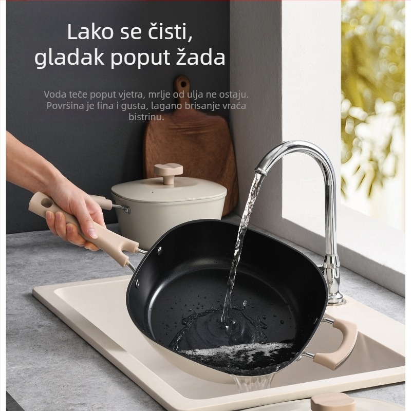 Keramična posuda za mlijeko s titanovim premazom, neprijanjajuća, Yukihira stil, posuda za kuhanje tjestenine, lagano kuhinjsko posuđe