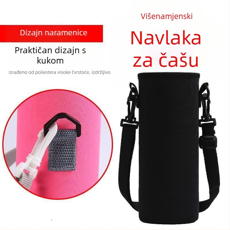 Zaštitna futrola za šalice s naramenicom crossbody, izolirana zaštita za staklenu bocu 400-1500 ml, zaštita od opeklina, toplinska izolacija, otpornost na pad.