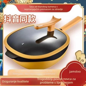 Titanski liteni wok s premazom protiv prijanjanja za kućnu upotrebu