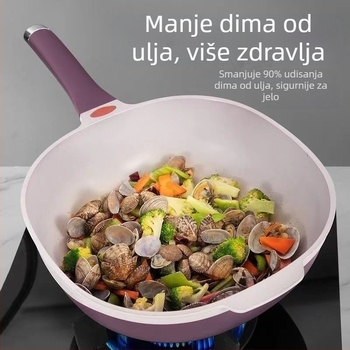Titanijsko-keramički neprijanjajući wok lonac, s malo ulja i dima, višenamjenski za parenje i prženje, pogodan za indukciju i plin