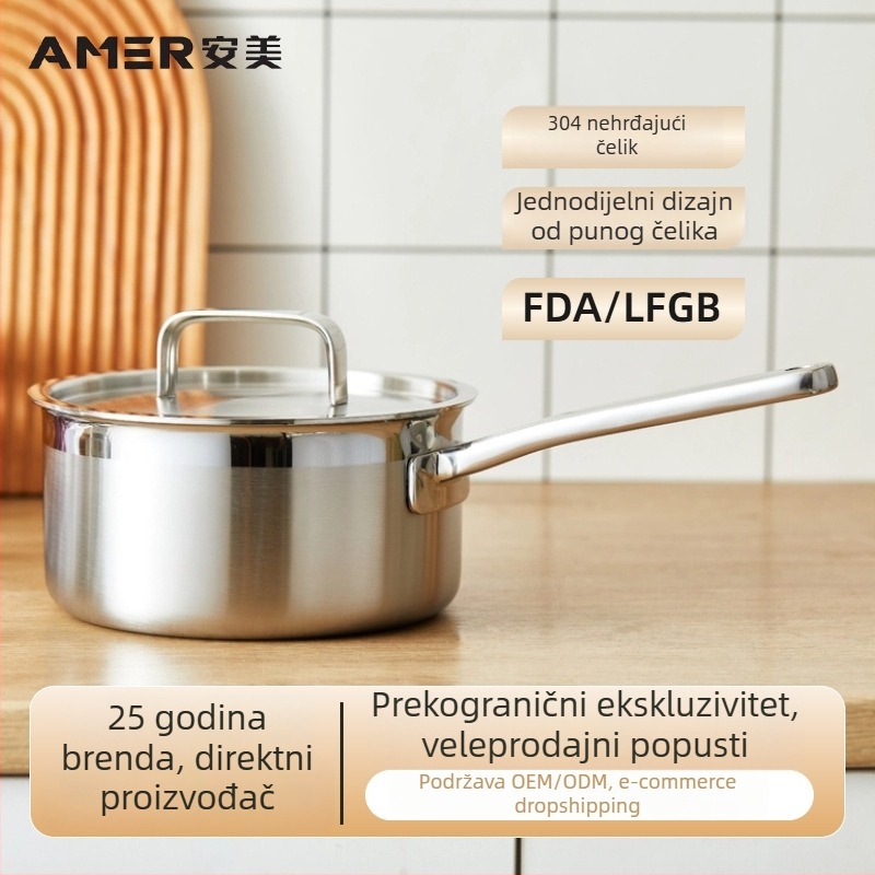 Lonac za mlijeko od nehrđajućeg čelika s trostrukim dnom, za hranu za bebe, pogodan za indukcijsku ploču i plin