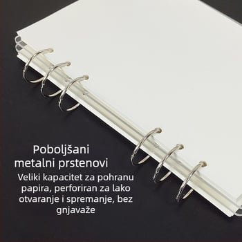 Prozirni akrilni držač za A5 bilježnicu i A6 planer, 6 rupa, univerzalno odvojivo skladištenje