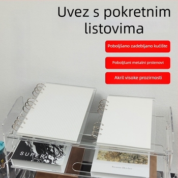 Prozirni akrilni držač za A5 bilježnicu i A6 planer, 6 rupa, univerzalno odvojivo skladištenje