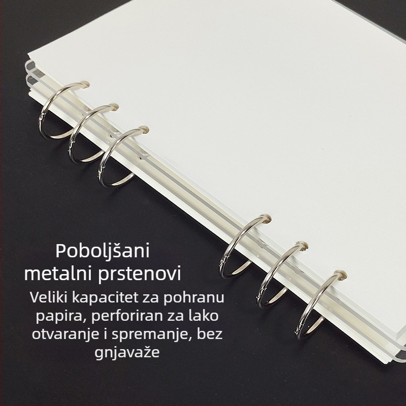 Prozirni akrilni držač za A5 bilježnicu i A6 planer, 6 rupa, univerzalno odvojivo skladištenje