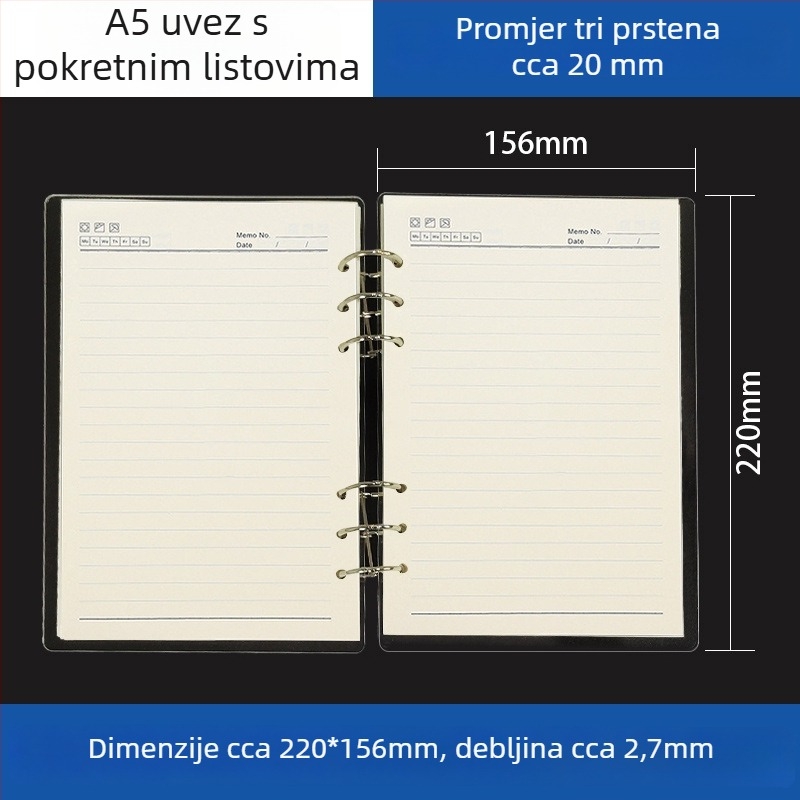 Prozirni akrilni držač za A5 bilježnicu i A6 planer, 6 rupa, univerzalno odvojivo skladištenje
