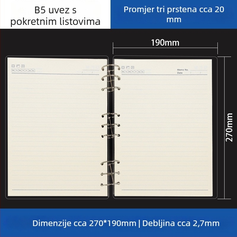 Prozirni akrilni držač za A5 bilježnicu i A6 planer, 6 rupa, univerzalno odvojivo skladištenje