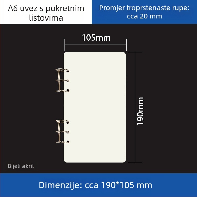 Prozirni akrilni držač za A5 bilježnicu i A6 planer, 6 rupa, univerzalno odvojivo skladištenje
