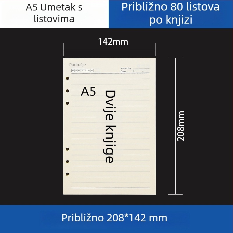 Prozirni akrilni držač za A5 bilježnicu i A6 planer, 6 rupa, univerzalno odvojivo skladištenje