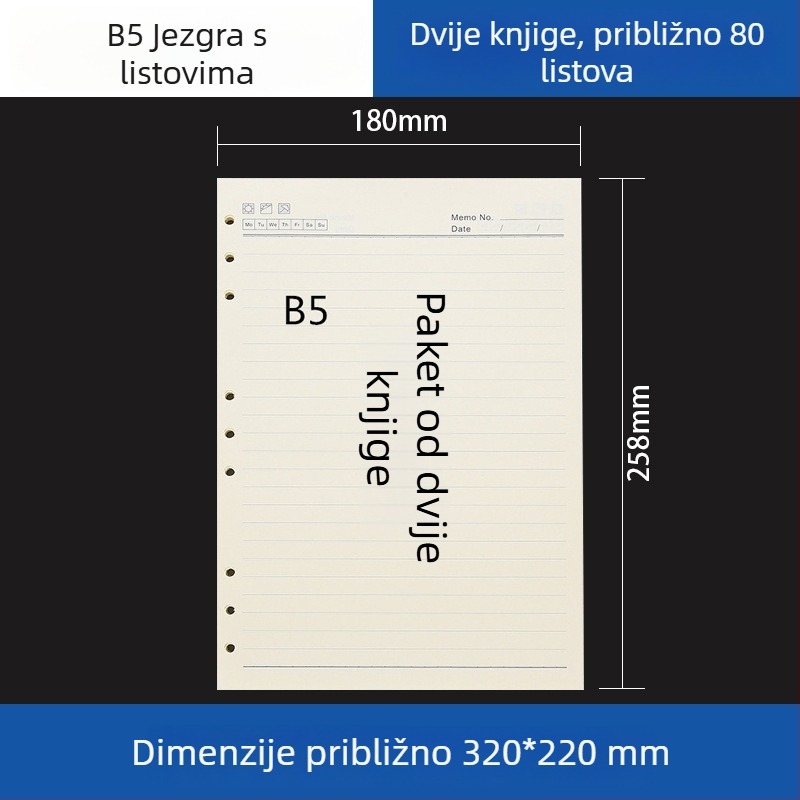 Prozirni akrilni držač za A5 bilježnicu i A6 planer, 6 rupa, univerzalno odvojivo skladištenje