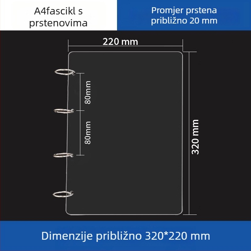 Prozirni akrilni držač za A5 bilježnicu i A6 planer, 6 rupa, univerzalno odvojivo skladištenje