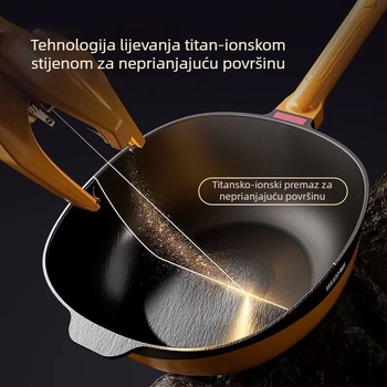 Titanijska neprimjanjajuća wok tava, višenamjenska tava za kućnu upotrebu, pogodna za indukcijske ploče i plinske štednjake