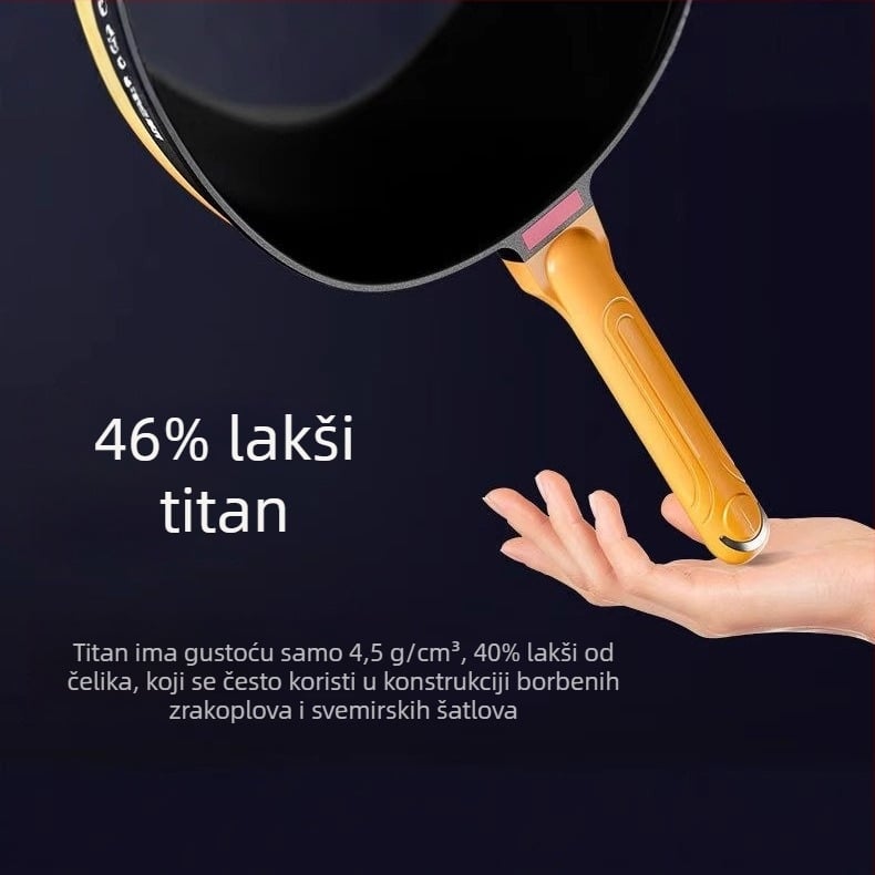 Titanijska neprimjanjajuća wok tava, višenamjenska tava za kućnu upotrebu, pogodna za indukcijske ploče i plinske štednjake