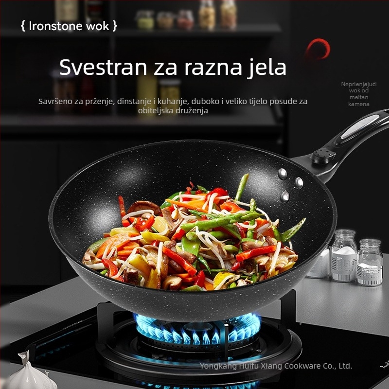 Korejskog stila tava od Maifan kamena za kućnu upotrebu, bezdimno kuhanje, ravno dno, kompatibilno s indukcijom, neprijanjajuća