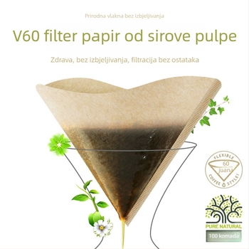 Filter papir za kavu u V-oblika konusa, od neizbeljene drvenePulpe, za filtriranje kave