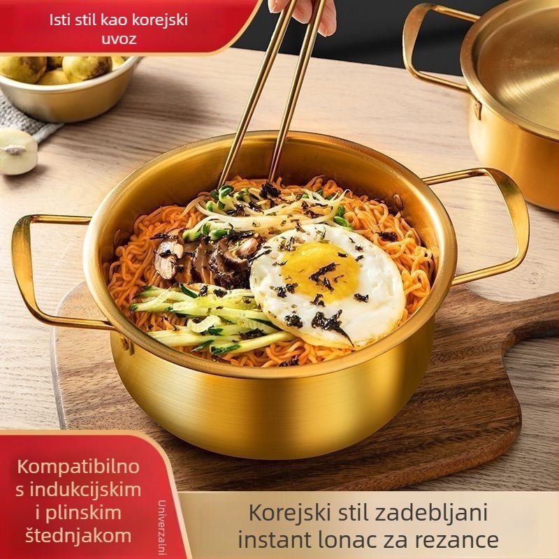 Lonac za instantnu nudle u korejskom stilu, 1 L, kompaktni lonac za kuhanje kod kuće za juhu od rezanaca