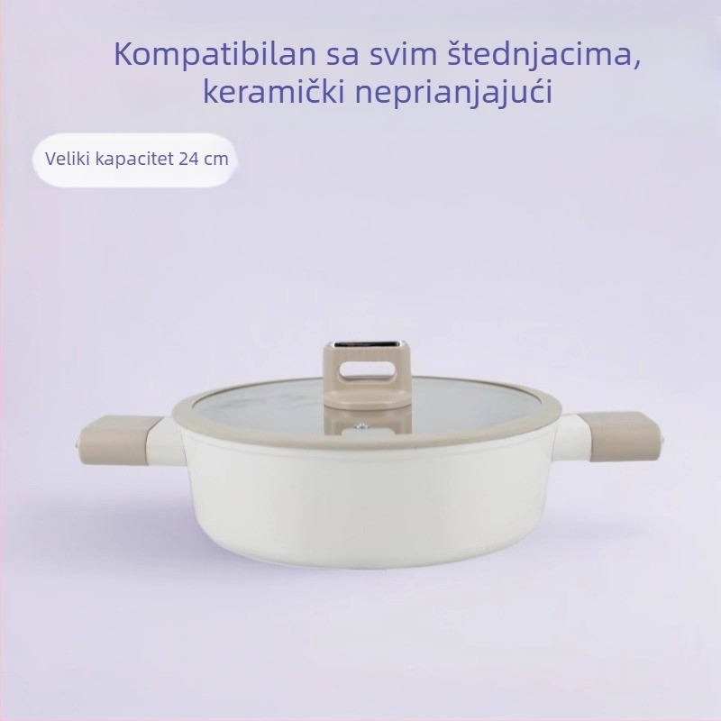 Neprijanjajuća posuda od Maifan kamena za mlijeko i dječju hranu, mala porcija posuda, posuda za instantne rezance, sve-u-jednom za parenje i kuhanje juhe