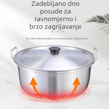 7-djelni set aluminijskih posuda s dvostrukim ručkama, brušeni završni sloj, duboki i debeli, veliki kapacitet