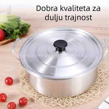 7-djelni set aluminijskih posuda s dvostrukim ručkama, brušeni završni sloj, duboki i debeli, veliki kapacitet