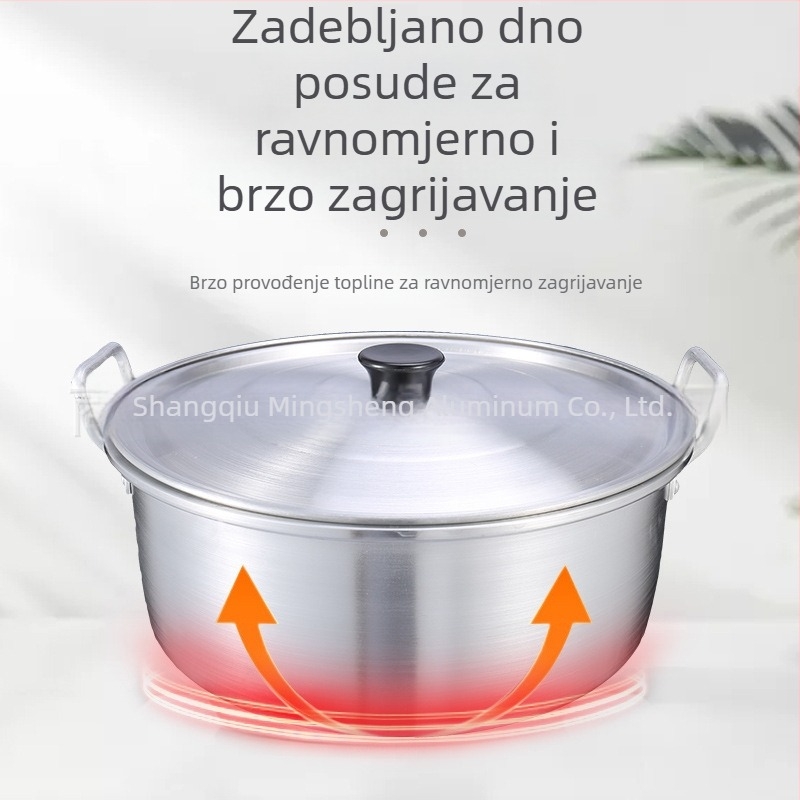 7-djelni set aluminijskih posuda s dvostrukim ručkama, brušeni završni sloj, duboki i debeli, veliki kapacitet
