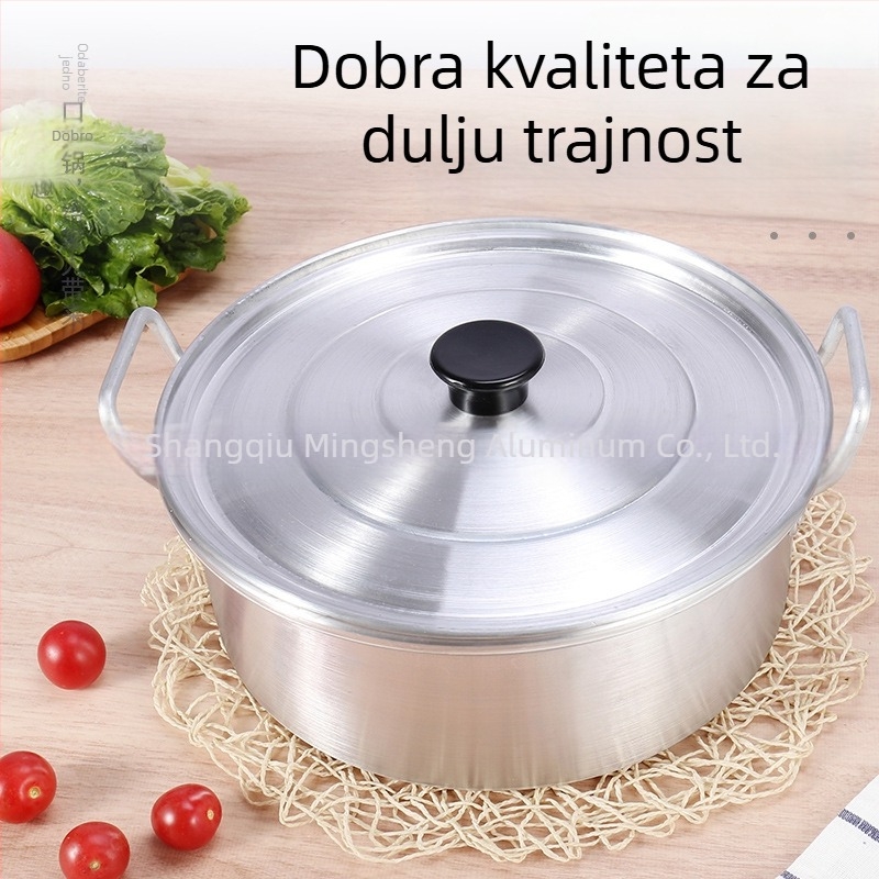 7-djelni set aluminijskih posuda s dvostrukim ručkama, brušeni završni sloj, duboki i debeli, veliki kapacitet