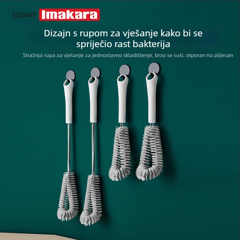 Set četkica za čaše s dugim držačem i mala četkica za čišćenje blendera i boca
