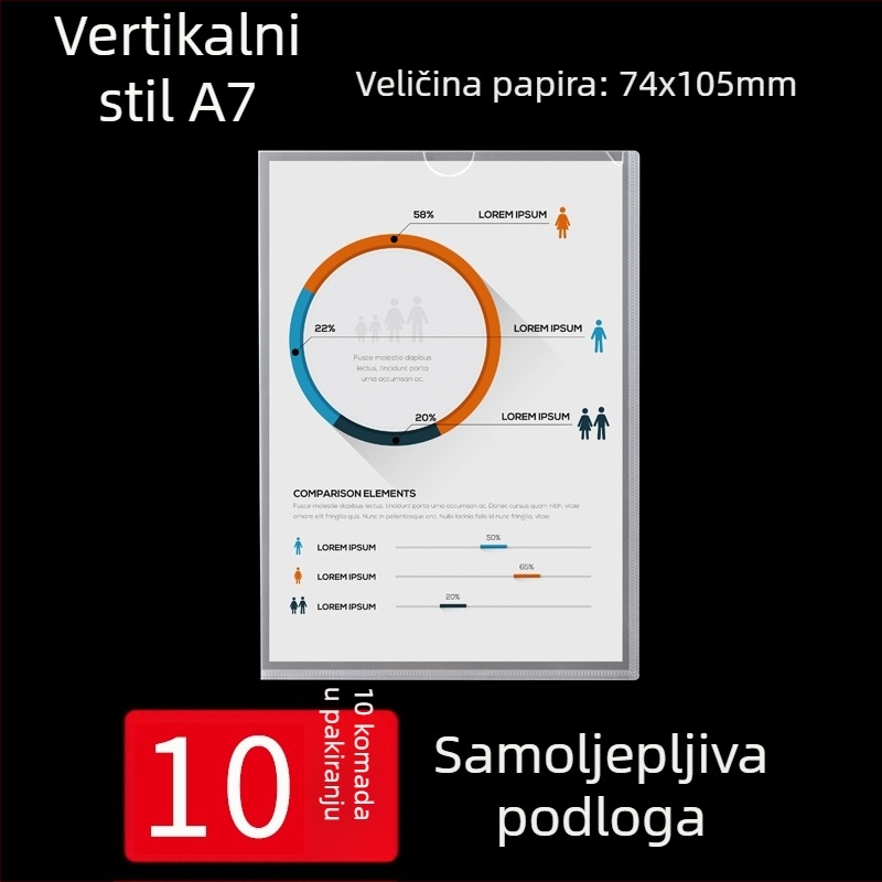 A4 zidni okvir za prikaz s prozirnim džepovima za kartice i prostorom za umetanje dokumenata